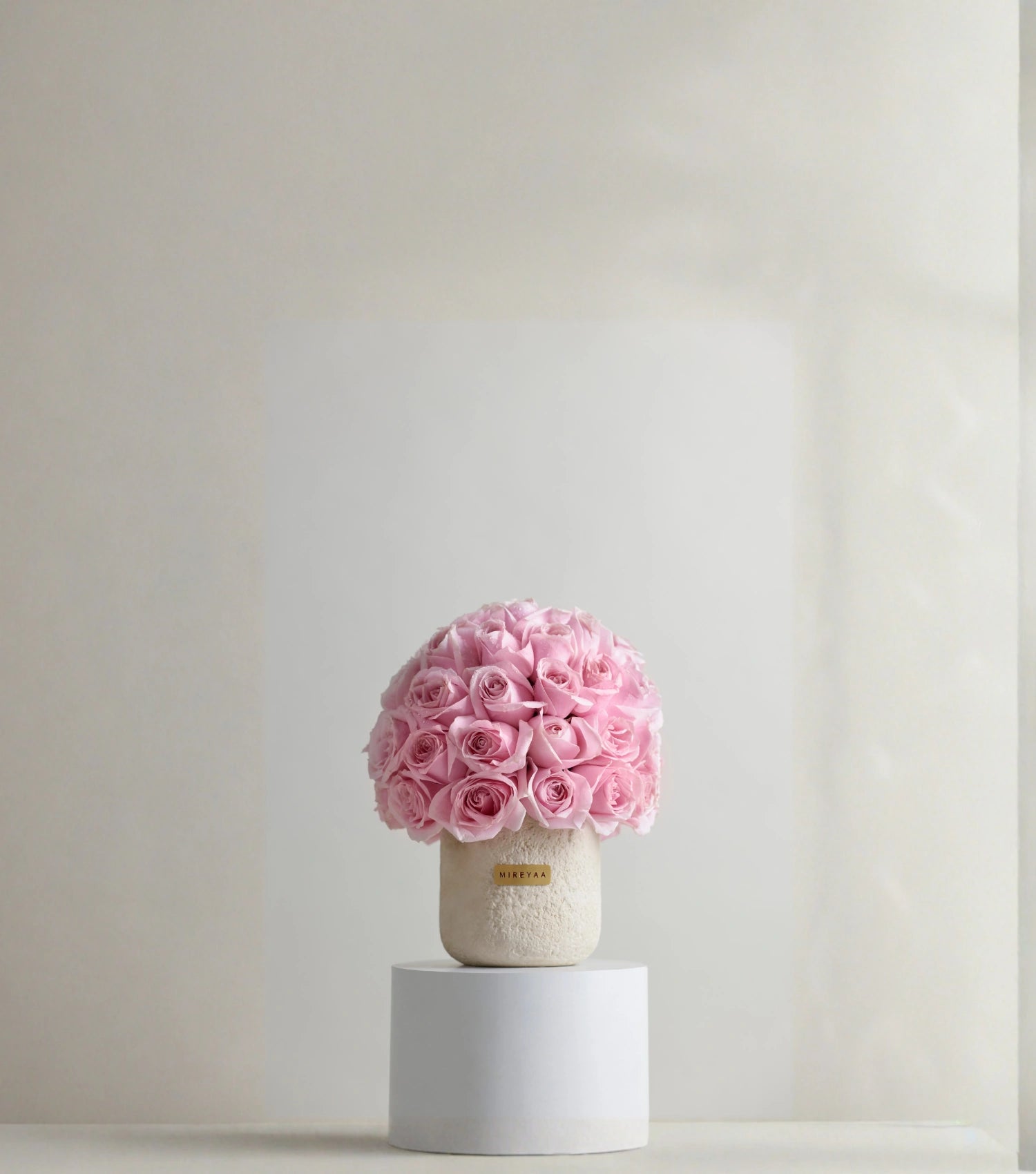 Front view of soft pink rose dome in porcelain — colour variant by Mireyaa