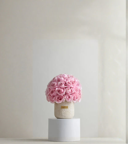 Front view of soft pink rose dome in porcelain — colour variant by Mireyaa