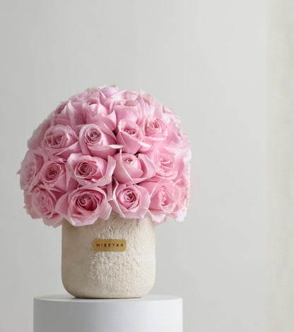 Detail of soft pink roses in a porcelain dome — colour variant by Mireyaa