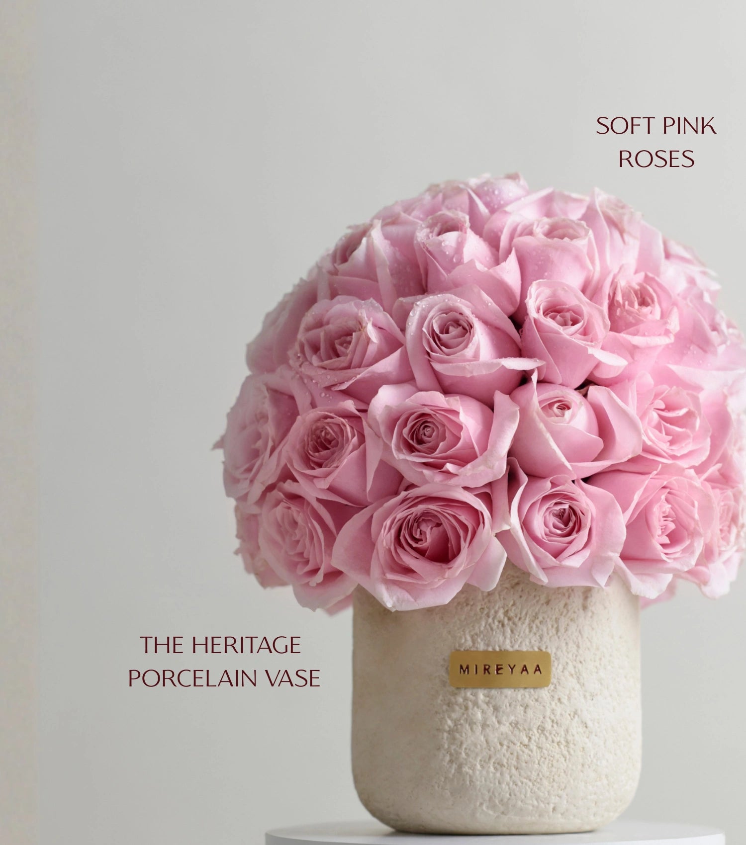 Soft pink rose detail in porcelain dome — colour variant by Mireyaa