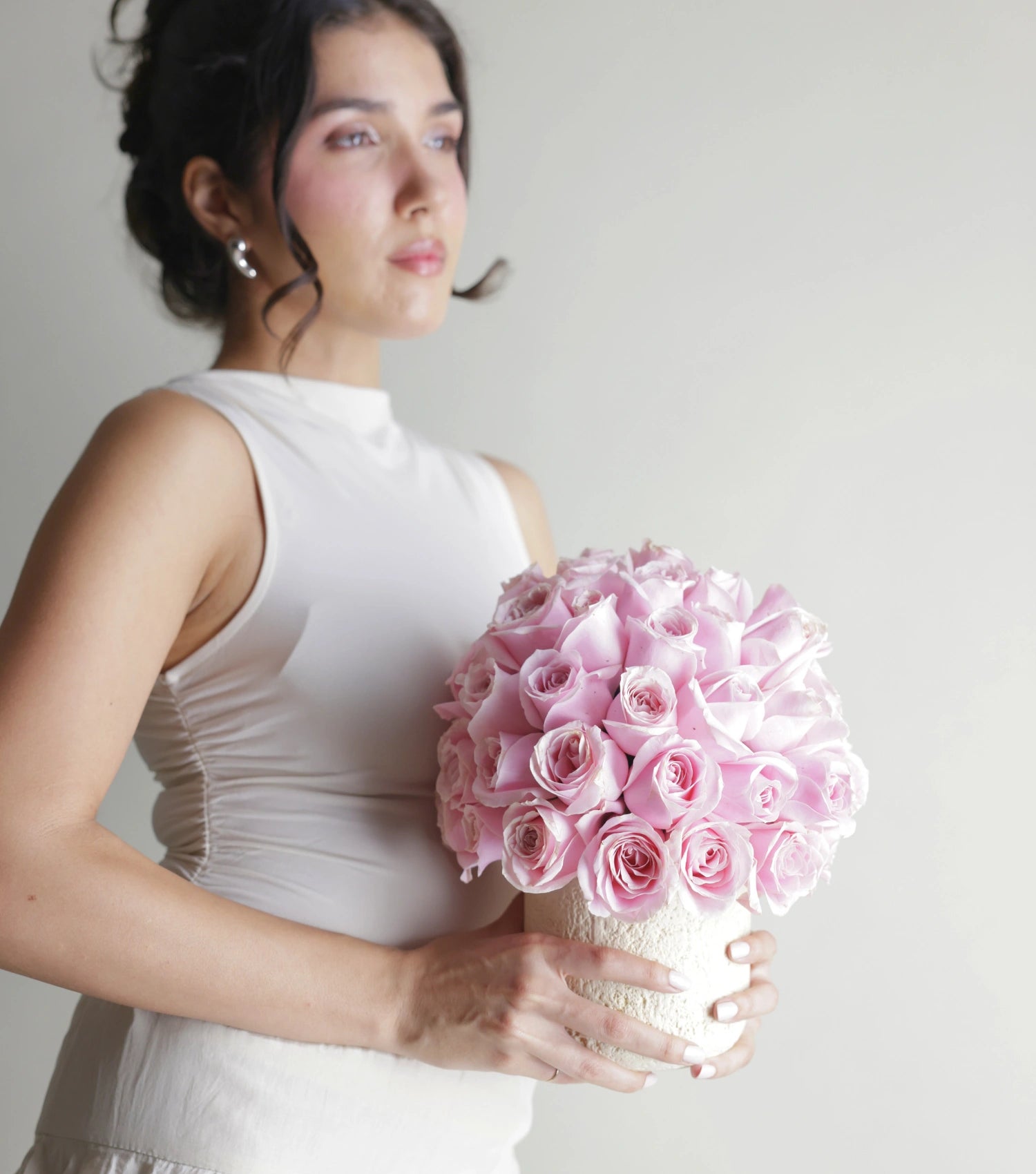 Soft pink roses in a porcelain dome — colour variant of The Ivory Porcelain Dome by Mireyaa