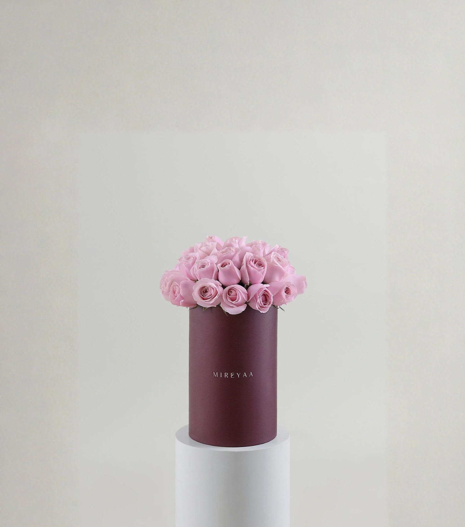 Close-up of soft pink roses in a Mireyaa Tall Hat Box — The Soft Rose Tall Hat Box by Mireyaa, Mumbai same-day delivery