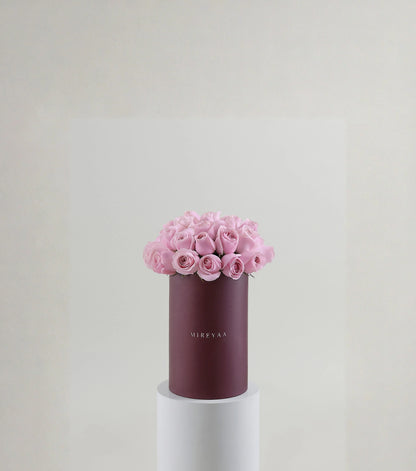 Close-up of soft pink roses in a Mireyaa Tall Hat Box — The Soft Rose Tall Hat Box by Mireyaa, Mumbai same-day delivery